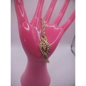 Vintage Avon Bracelet Gold Tone Chain Crystals White Jewelry Costume